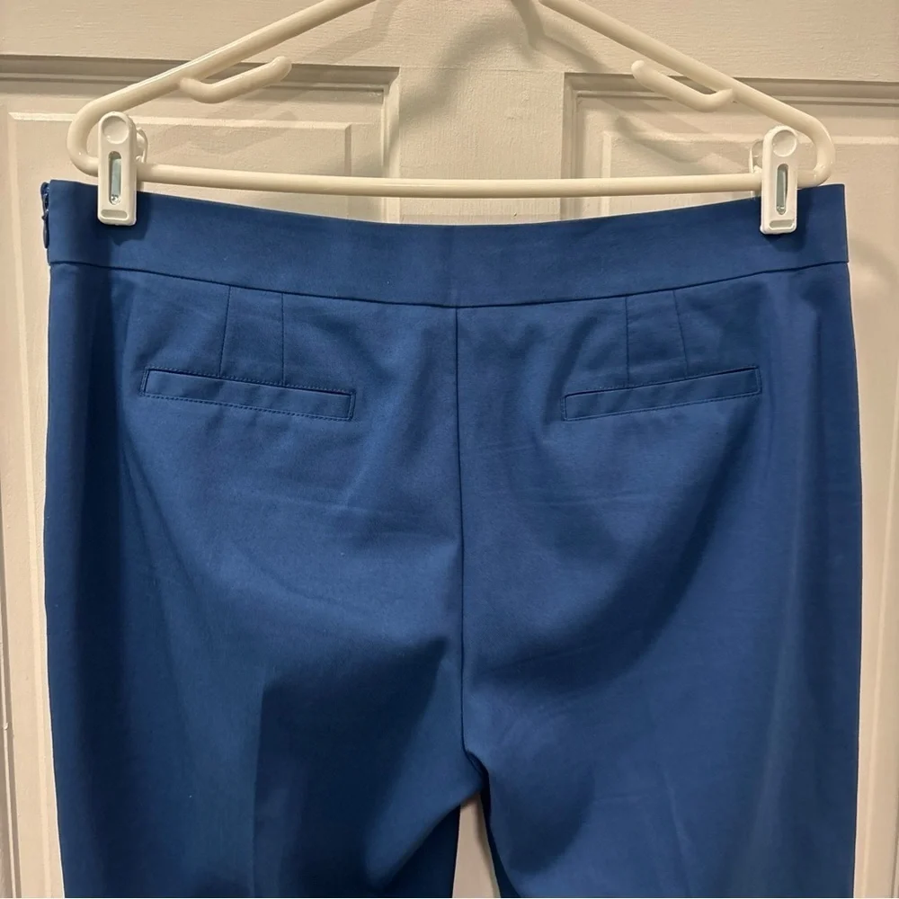 Tory Burch Women’s Seamed Dress Pants Size 12 Royal Blue Stretch Slit Hem  EUC
